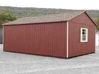 14x24 Custom Peak Shed with Red LP Smart Side Siding (Back)