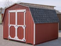 Red and White 10x10 Economy Series Mini Barn Style Storage Shed From Pine Creek Structures