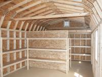 12x24 Dutch Barn Style Storage Shed Interior with Organizer Package (Lofts and Shelves)