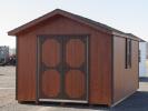 10x16 Front Entry Peak Storage Shed with Redwood Siding from Pine Creek Structures